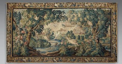 Tapisserie d'Aubusson à décor d'échassiers...