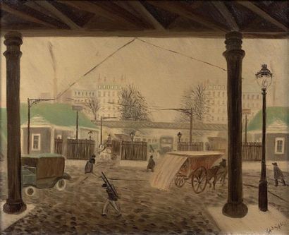 Elie LASCAUX (1888-1969)
PORTE DE LA VILETTE.
Huile...