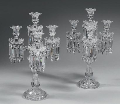 Paire de girandoles en cristal, à bouquet...