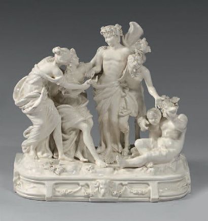 Important groupe en porcelaine blanche représentant...