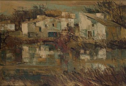 Gaston LARRIEU (1908-1983)
VILLAGE AU BORD...