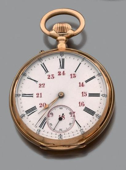 Montre de gousset savonnette en or jaune...