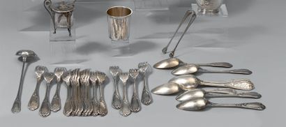 Partie de service de couverts en argent,...