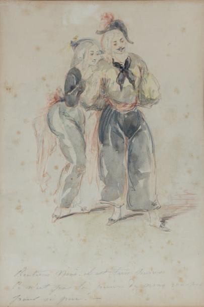 ECOLE FRANCAISE DU XIXème siècle
COUPLE.
Crayon,...