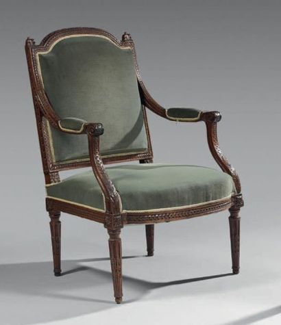 Fauteuil à dossier plat en bois naturel,...