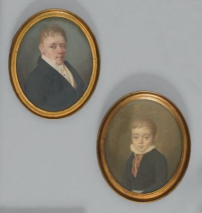 Deux miniatures formant pendant: un homme...