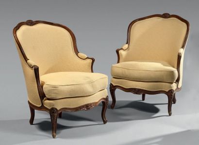 Paire de petites bergères gondole en bois...