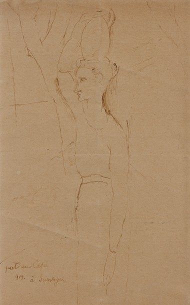 Amedeo MODIGLIANI (1884-1920)
PORTEUSE D'EAU.
Encre...