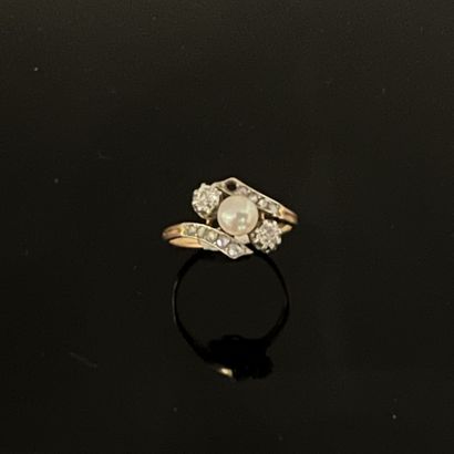 Bague en platine et or jaune 18K (750), ornée...