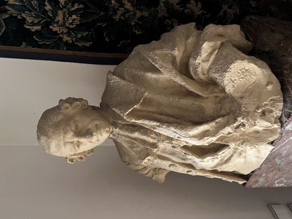 Buste d'homme en plâtre peint et patiné à...