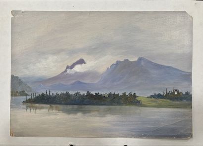 L. VIDAL : LAC DE LUCERNE. Deux huiles sur...