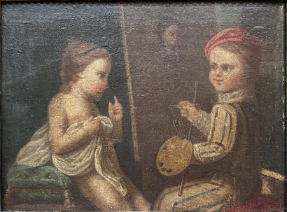 Ecole FRANCAISE du XVIIIe siècle : JEU D'ENFANTS,...