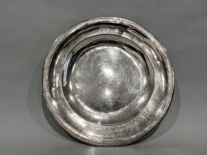 Plat rond en argent (925), l'aile à décor...