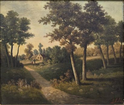 DELALIEUX (XIXe siècle) : PAYSAGES ANIMES....
