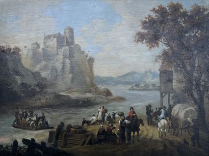 Ecole HOLLANDAISE du XIXe siècle : LE PASSAGE...