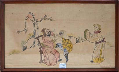 Ecole CHINOISE : DANSE DE LA SEDUCTION. Peinture...