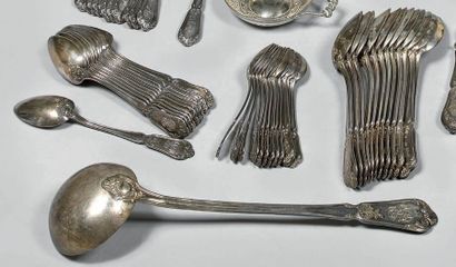 Partie de service de couverts en argent (950/1000e),...