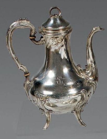 Verseuse et sucrier en argent (950/1000e),...