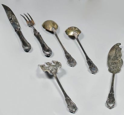 Ensemble de pièces de service en argent (950/1000e),...