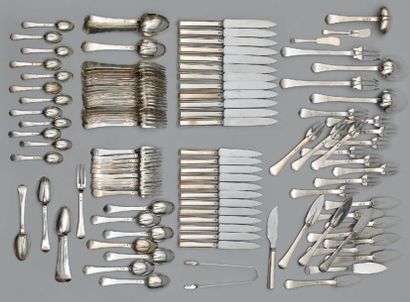 Partie de service de couverts en argent (950/1000e),...