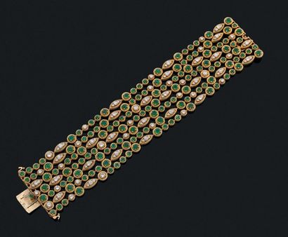Bracelet ruban large et souple en or jaune...