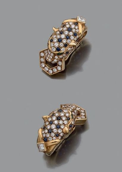 Paire de clips d'oreilles en or jaune 18K...