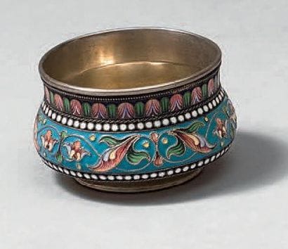 Coupelle en vermeil émaillée polychrome en...