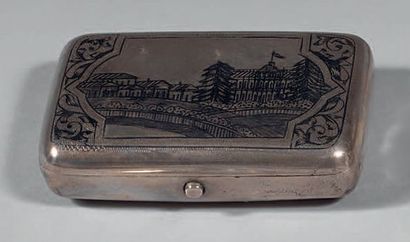Tabatière rectangulaire en argent, niellé...