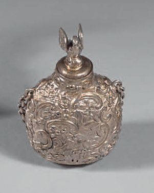Flacon à parfum ovoïde en argent (supérieur...