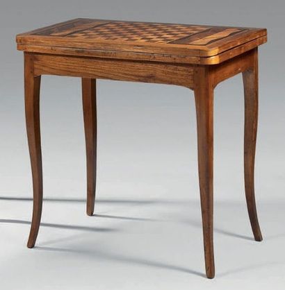 Table à jeu portefeuille en bois fruitier,...
