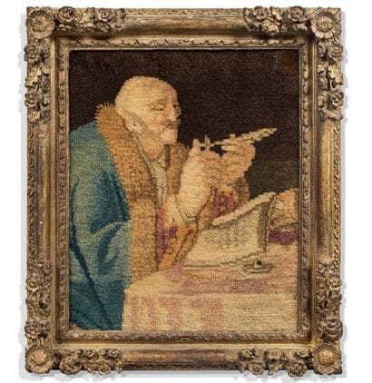 Paire de tableaux au point de Savonnerie...