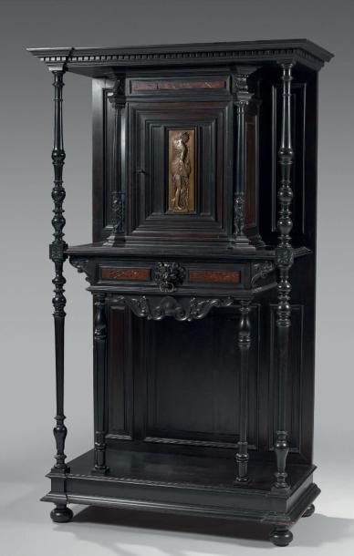 Meuble crédence en bois noirci incrusté de...