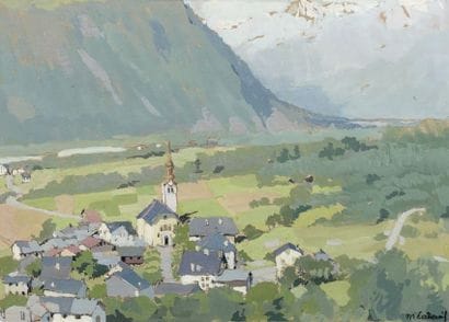 Marcelle LADEUIL (1895-?)
VILLAGE DE MONTAGNE.
Gouache,...