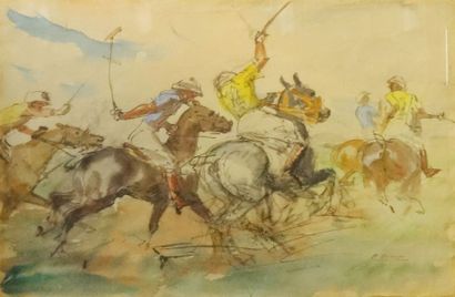 Pierre DUBAUT (1886-1968):

LE JEU DE POLO.

Aquarelle,...