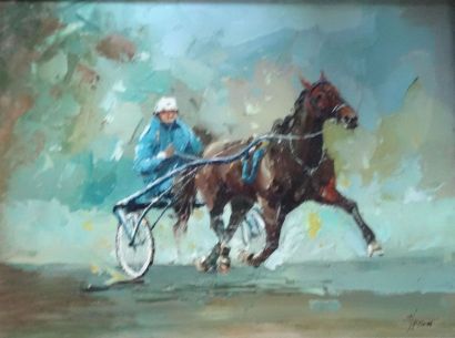 P. ALMIEZI (XXème siècle):

TROTTEUR À L’ENTRAINEMENT.

Huile...