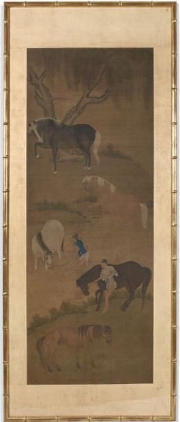 CHINE - XIXème siècle
Encre polychrome sur...