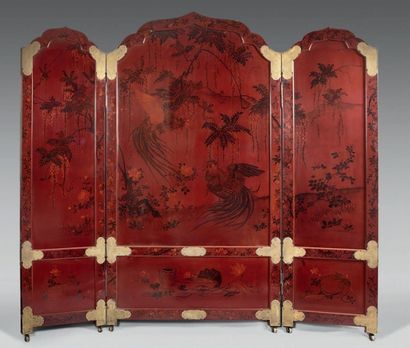 JAPON - Début du XXème siècle
Paravent triptyque...