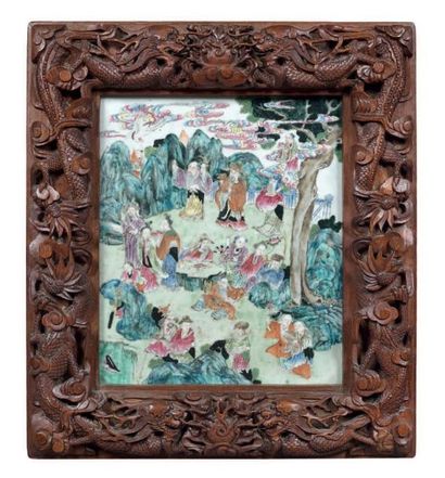 CHINE - XIXème siècle
Plaque de forme rectangulaire...
