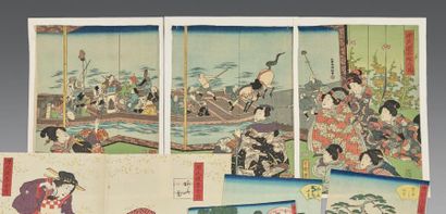 Utagawa Yoshiiku (1833-1904)
Triptyque oban...