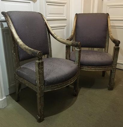 Paire de fauteuils à dossier renversé en...