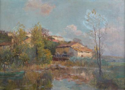 Edmond PETITJEAN (1844-1925)
VILLAGE EN BORD...