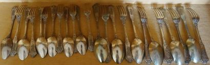 Partie de ménagère de couverts en argent...