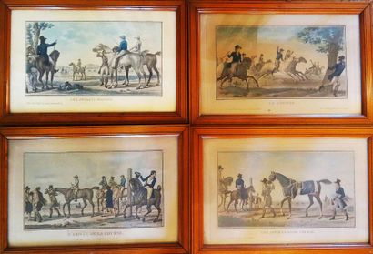 Quatre gravures en couleur d'après Carle...