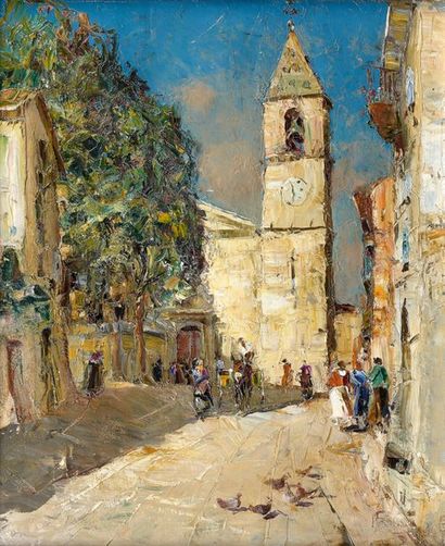 Attribué à Raoul ABOUT (XIXème-XXème siècle)
VILLAGE...