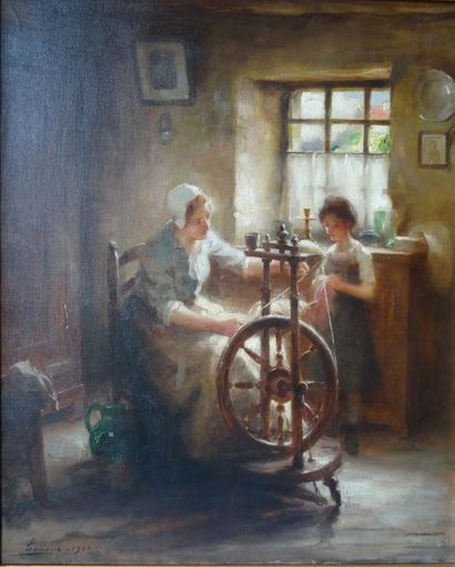 Adrien Henri TANOUX (1865-1923)
FILEUSE ET...