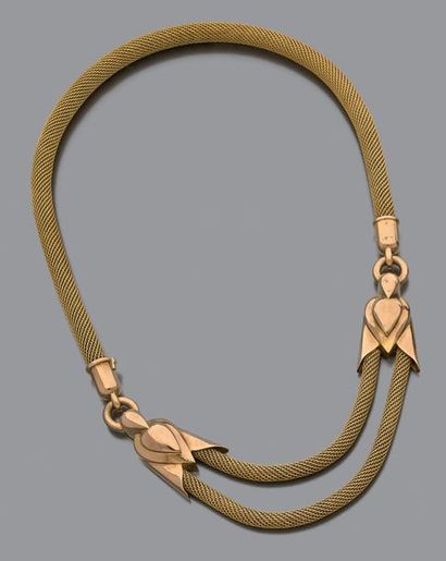 Collier en or jaune 18K (750) à un et deux...