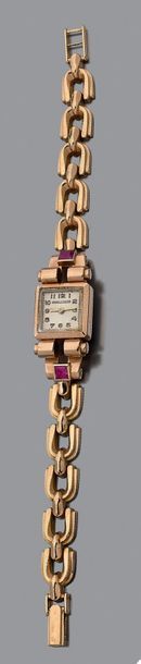Montre bracelet de dame en or jaune 18K (750)...
