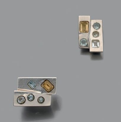 Bague et coulant de style Art Déco en argent...