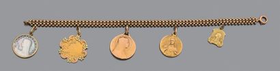 Bracelet en ors de couleur 18K (750) retenant...