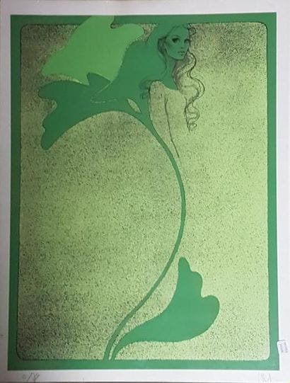 ECOLE FRANCAISE DU XXème siècle
FEMME FLEUR.
Lithographie...